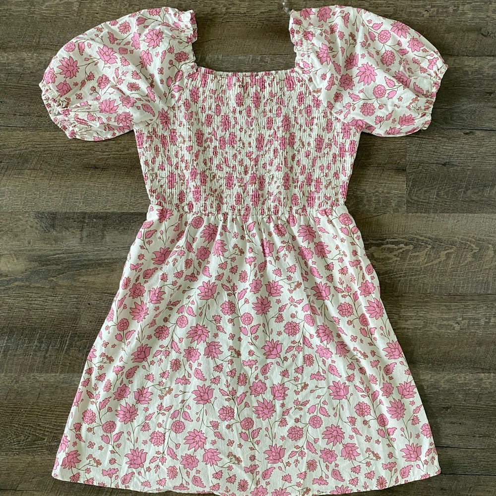 Floral Poof Sleeve Dress